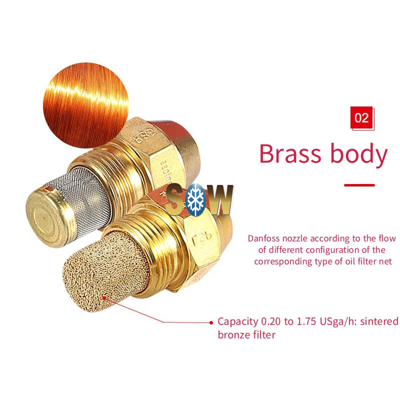 Danfoss Oil Nozzles, OD B, Semi solid 030B1135